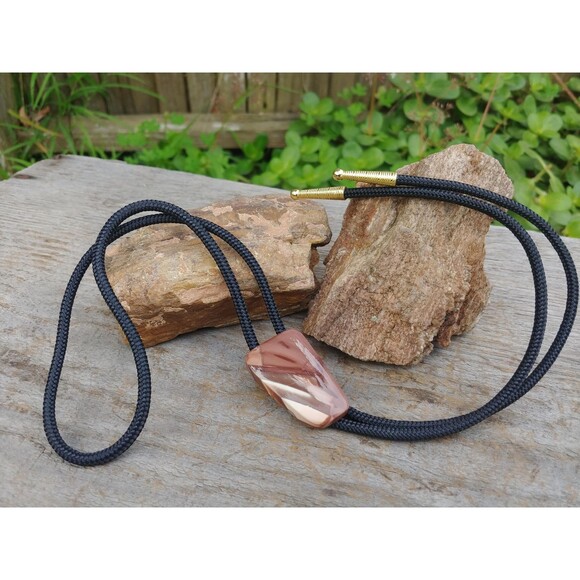 Handcrafted Brown Stone Bolo Tie - Picture 2 of 10